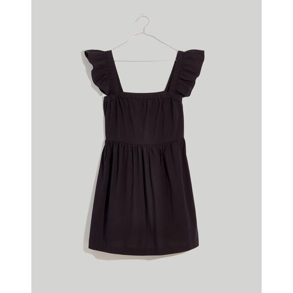 Madewell Marnay Black Flutter-Sleeve Square-Neck Mini Dress Size Medium - Picture 9 of 11